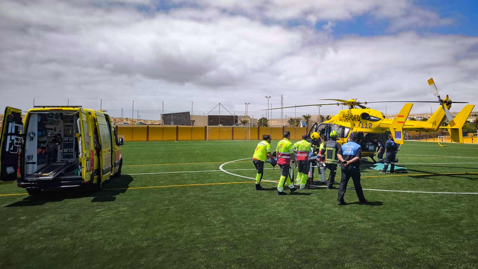 Hubschrauber Rettungswagen Costa Calma 2